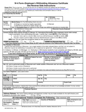 W-4 Form – Employee’s Withholding Allowance Certificate