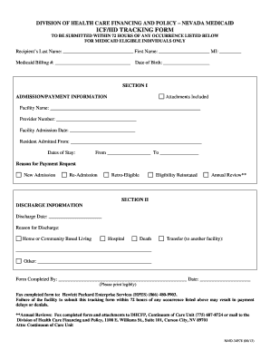 Nevada Medicaid ICF/IID Tracking Form