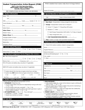 Student Transportation Action Request Form