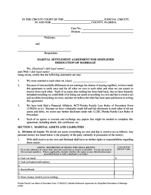 Marital Settlement Agreement for Simplified Dissolution of Marriage