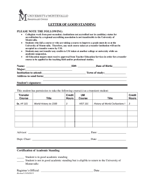 Letter of Good Standing