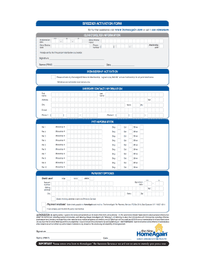 HomeAgain Breeder Activation Form