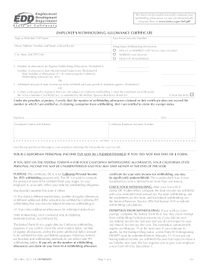 California Employee Withholding Allowance Certificate