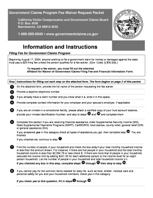 California Government Claims Fee Waiver Request