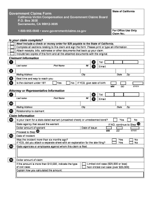 California Government Claims Form