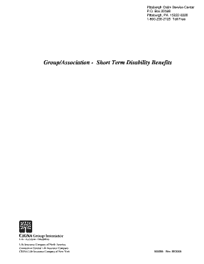CIGNA Short Term Disability Benefits Claim Form