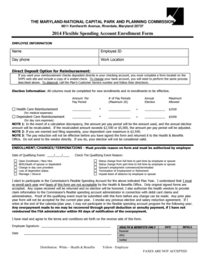 Maryland Flexible Spending Account Enrollment Form