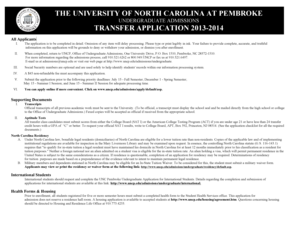 UNCP Undergraduate Transfer Application