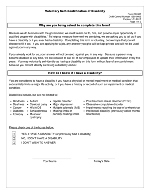 Voluntary Self-Identification of Disability Form CC-305