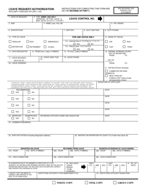 NAVCOMPT Form 3065 Leave Request Authorization