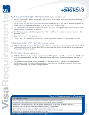 Hong Kong Visa Application Form