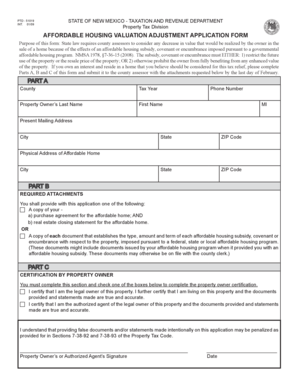 Affordable Housing Valuation Adjustment Application