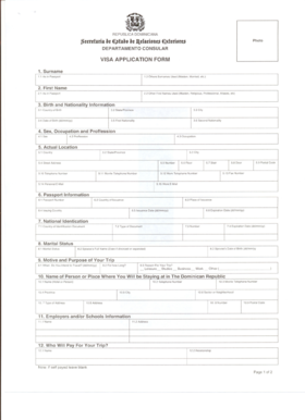 Formulario de Solicitud de Visa de la República Dominicana