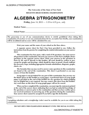 Algebra 2/Trigonometry Regents Exam