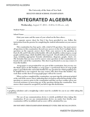 Integrated Algebra Regents Exam