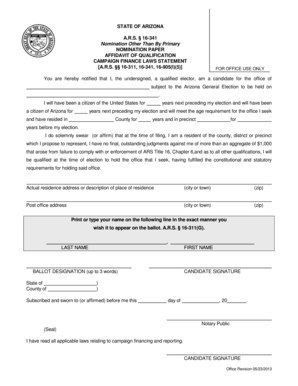 Arizona Nomination Paper for Office