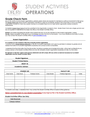 Grade Check Form - Drury University - drury