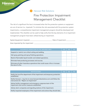 Fire Protection Impairment Management Checklist