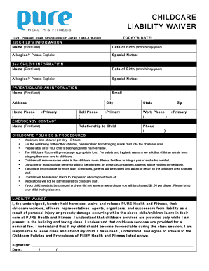 Childcare Liability Waiver