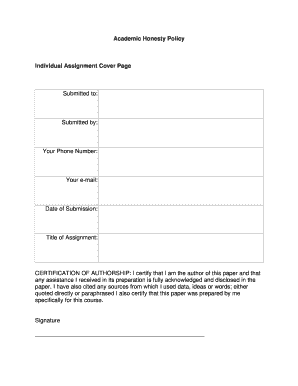 Academic Honesty Policy Certification