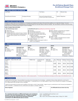 Pre-65 Retiree Benefit Plans Enrollment Form