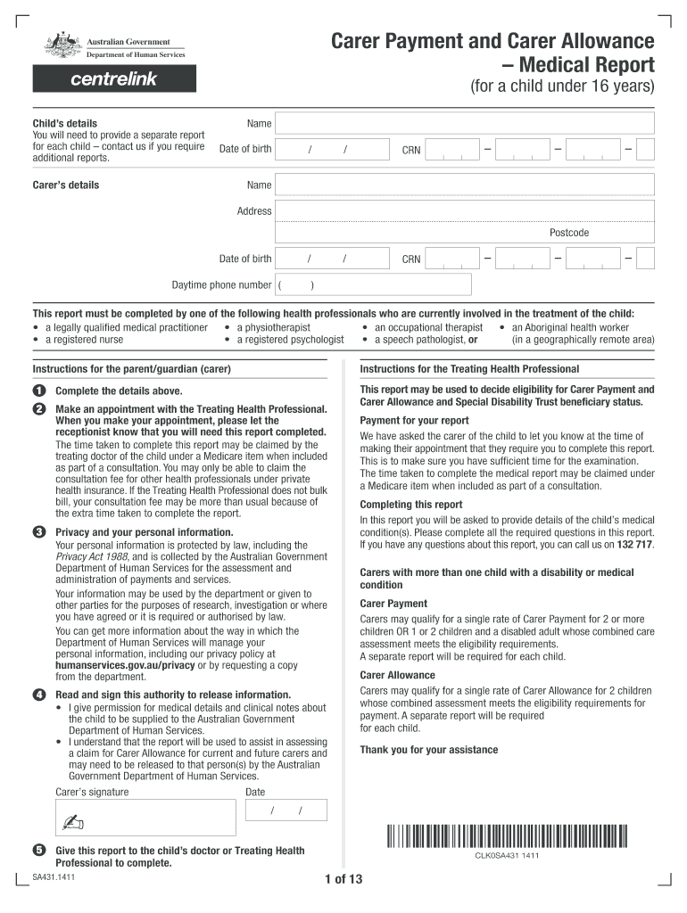Carer Allowance Form Under 16 Fill Out Sign Online DocHub