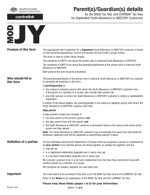 Australian Youth Allowance Parental Means Test Form