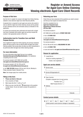 Aged Care Online Claiming Registration Form