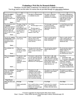 Evaluating a Web Site for Research Rubric