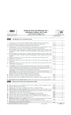 Form 8801 Credit for Prior Year Minimum Tax
