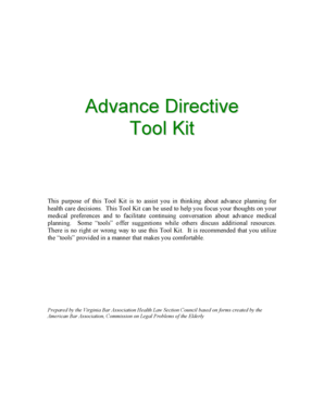 Advance Medical Directive Workshop Tool Kit