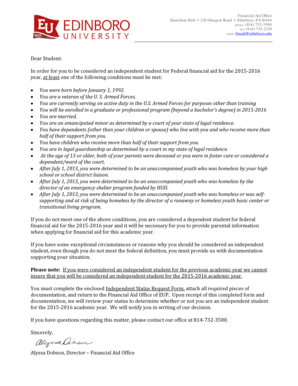 Independent Status Appeal Form