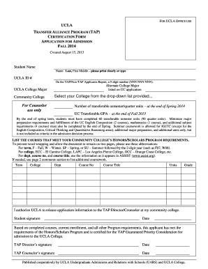 UCLA Transfer Alliance Program Certification Form