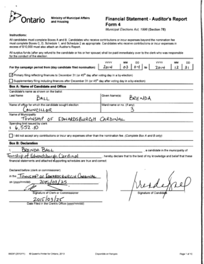 Ontario Municipal Election Financial Statement