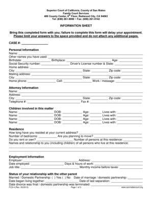 California Family Court Services Information Sheet