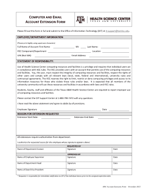 Computer and Email Account Extension Form