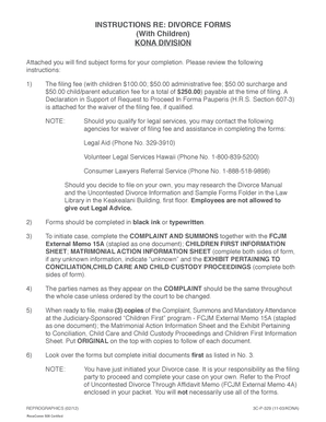 Hawaii Divorce Forms With Children