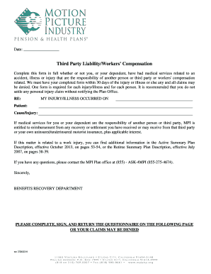 Third Party Liability/Workers' Compensation Form