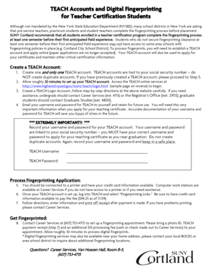 TEACH Account and Digital Fingerprinting Guide