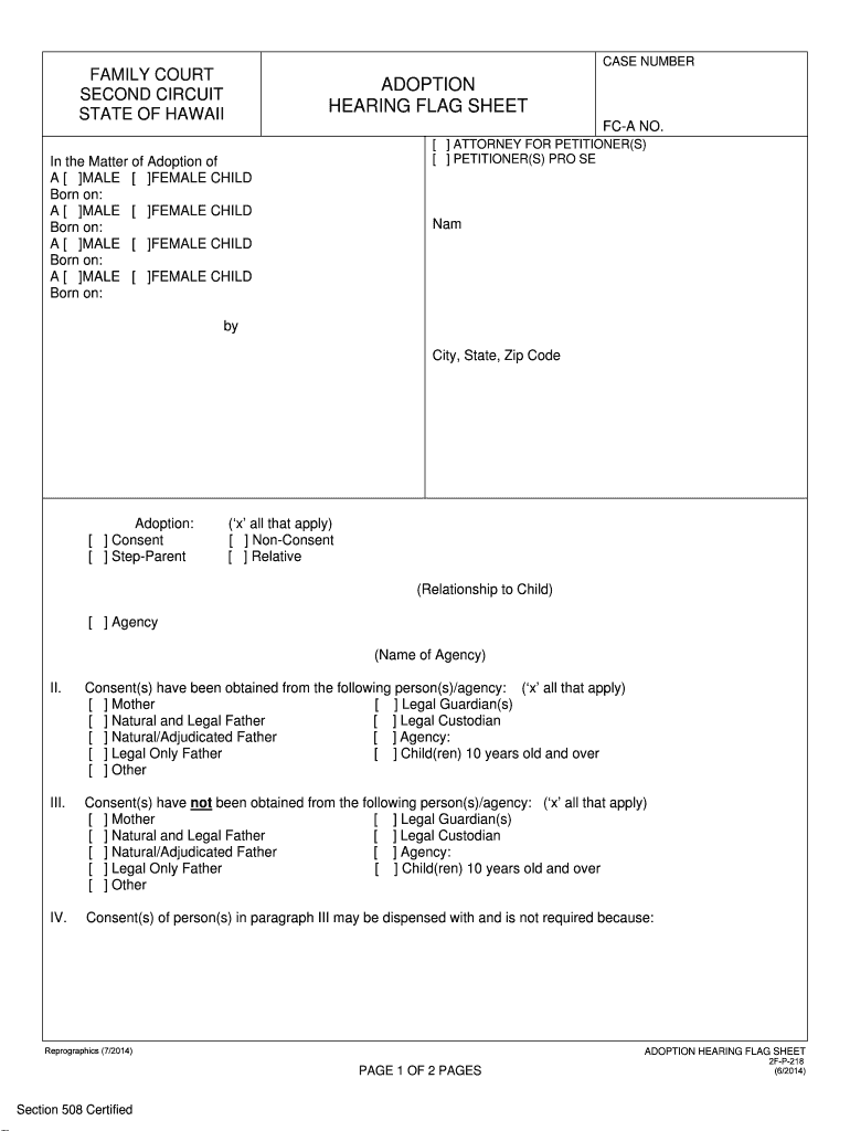 hawaii hearing sheet Preview on Page 1