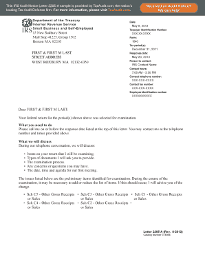IRS Audit Notice Letter 2205-A