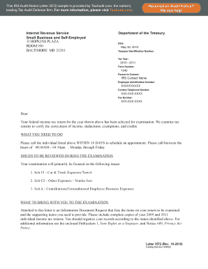 IRS Audit Notice Letter 3572