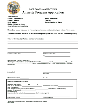 Florida Amnesty Program Application