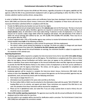 Alabama Postretirement Employment Notice and Certification