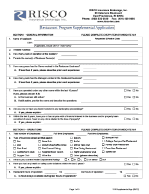 Restaurant Program Supplemental Application