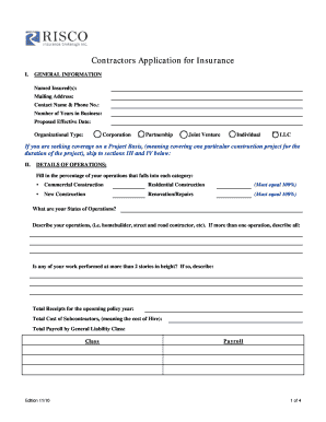 Contractors Application for Insurance
