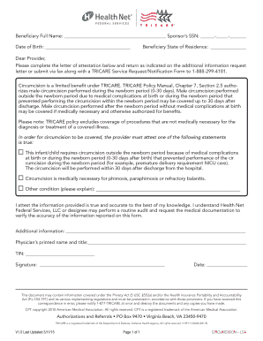 TRICARE Circumcision Letter of Attestation