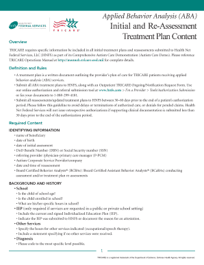 TRICARE ABA Treatment Plan Form