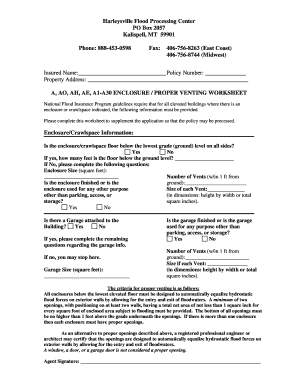 Flood Insurance Enclosure Venting Worksheet