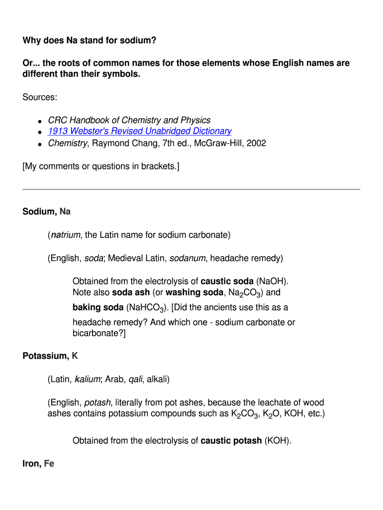 Fillable Online Why does Na stand for sodium Fax Email Print pdfFiller